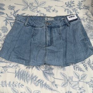 Rewash Light Blue Pleated Denim Skort